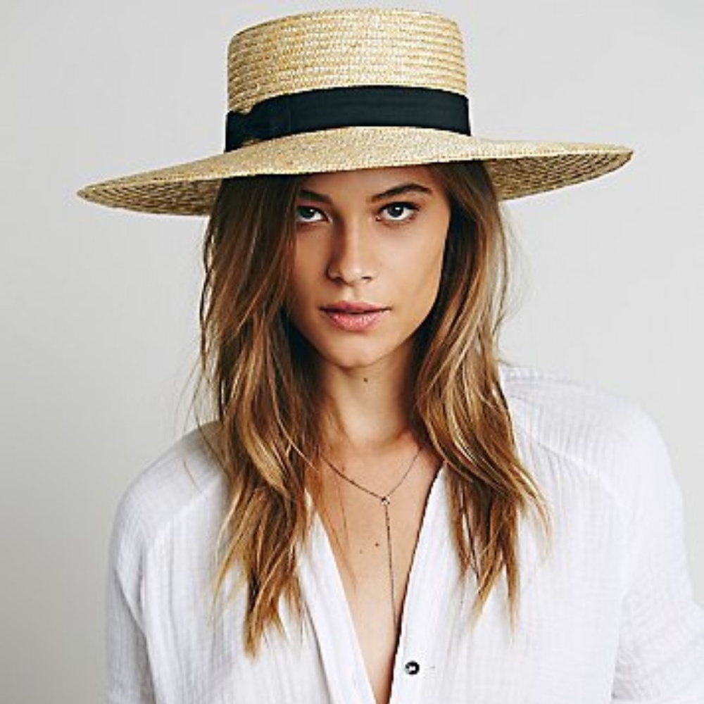 Lack of color Spencer wide brim boater hat size M